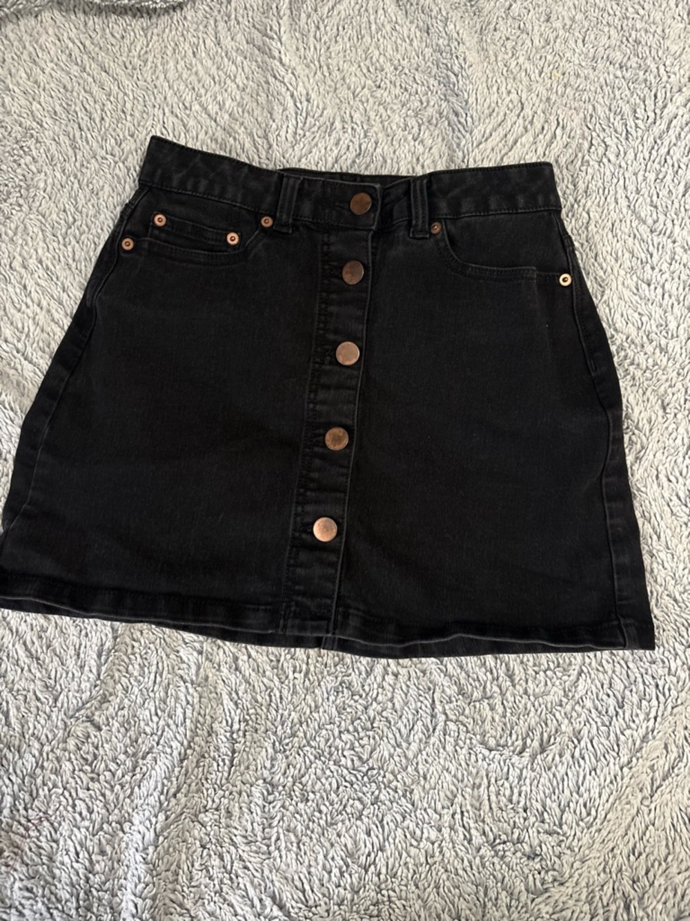 NBO Black High Rise Button Front Denim Skirt Size 9
